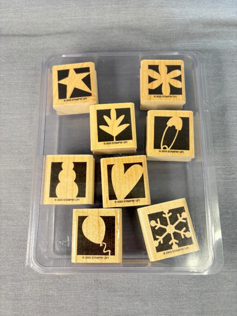 Stampin' Up Bold Shapes 2003 Set of 8 Wood Mounted Rubber Stamps Retired